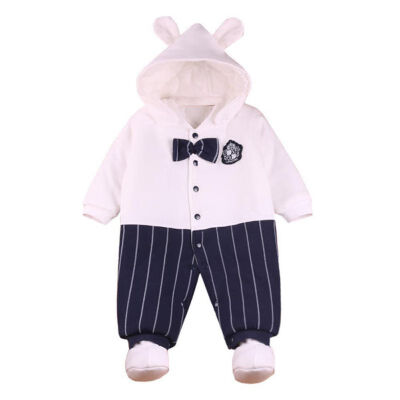 

Baby Clothes Autumn Winter Long Sleeve Hooded Romper Cartoon Pattern Thicker Striped Cute Soft Baby Boy Girl Clothes