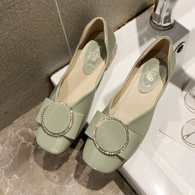 

Single shoe girl summer flat sole gentle shoe network celebrity full of ladle shoes fairy wind square head thick heel bean shoes