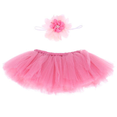 

2pcsset Cute Kids Girls Flower Hairband Bowknot Tutu Skirt Photo Props