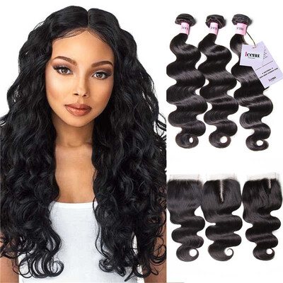 

Unice Hair Icenu Series Brazilian Hair Body Wave 3 Bundles With Closure Human Hair