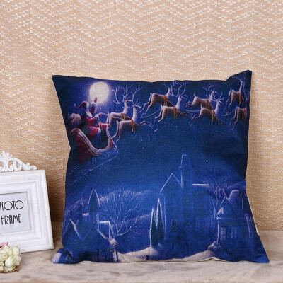 

Tailored Merry Christmas Print Pillowcase Linen Cotton Sofa Cushion Cover Home Decor Gift