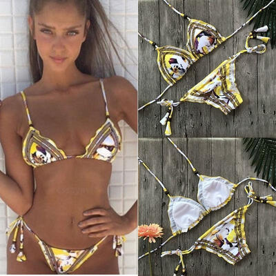 

Swimwear Women Triangle Bikini Set Bandage Push-Up Swimsuit Bathing Beachwear