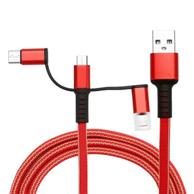 

Universal 1m 3-in-1 USB To Micro USB Lightning Type-C 24A Fast Charging Cable Braided Data Cord For IPhone Android Phones