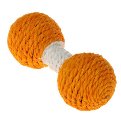 

Cat Kitten Sisal Hemp Dumbbell Toys Pets Scratch Chew Teaser Squeaky Toy