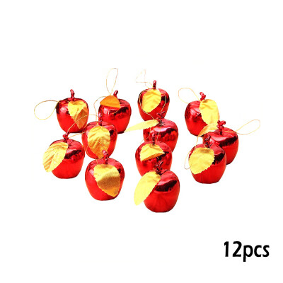 

12pcs Plated Christmas Apple Decoration Gift Christmas Tree Pendant GoldRed