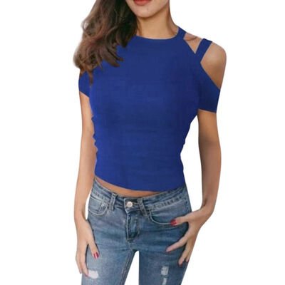 

Women Summer tshirt Concise Casual All-match Solid Color Slim Fit Short Sleeve T-shirts
