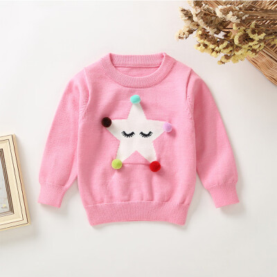 

Toddler Infant Baby Girls Boy Hair Ball Five-Pointed Star Sweater Tops