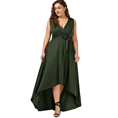 

V Neck High Low Plus Size Prom Dress