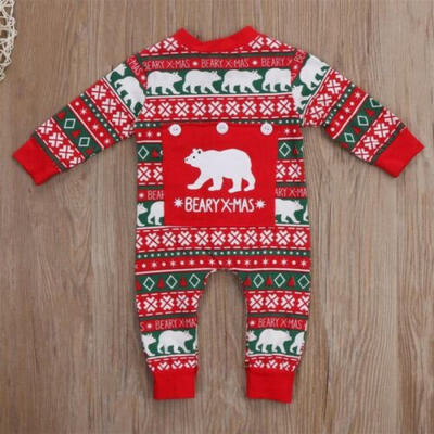 

USStock Newborn Kids Baby Boy Girl Christmas Romper Bodysuit Clothes Outfit Set