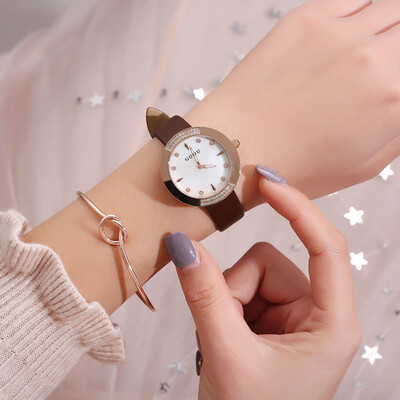 

Trend female quartz belt watch personality shell texture dial waterproof watch watch