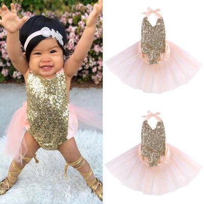 

Newborn Baby Girl Cothes Sequins Bodysuit Romper Backless Gold Cute Dress Sunsuit Outfits Baby Girl 0-24M