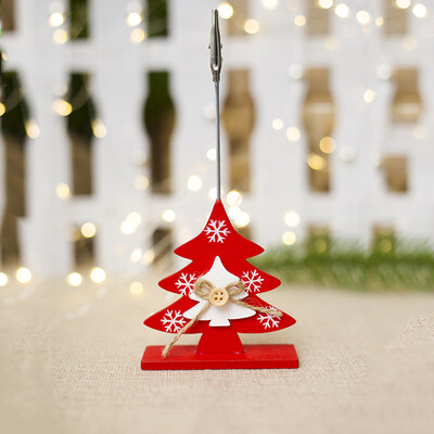

Gobestart Creative Christmas Wooden Business Card Holder Photo Clip Home Window Door Decor