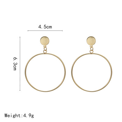 

Simple Hyperbole gold color Silver geometric big round earrings for women fashion Vintage Earring Female drop earrings jewelry