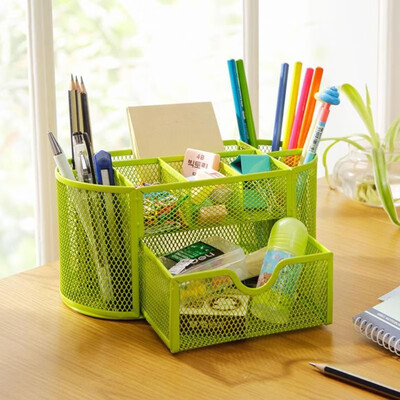 

Multifuction 9 Cells Metal Black Mesh Desktop Office Pen Pencil Holder