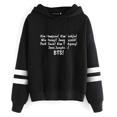 

Herqw61 Womens Girls Kpop BTS Print Fans Hoodie Hip Hop Pullover Sweatshirt Jung Kook Jimin Suga V
