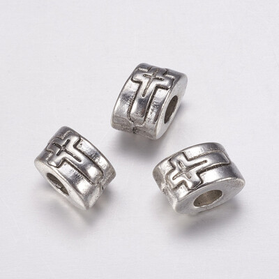 

Alloy European Beads Antique Silver Color Tube about 7mm wide 11mm long 9mm thick hole 4mm