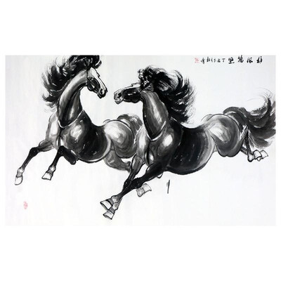 

Xiongfeng Wanli Tu Horse Painting Wall Art Artist Handmade Traditional Chinese Painting Cultural Work Home or Office Decor Careful