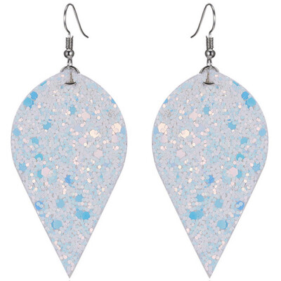 

Women Bling Leaf Teardrop Leather Earrings Ear Stud Hook Drop Dangle Jewelry Earring