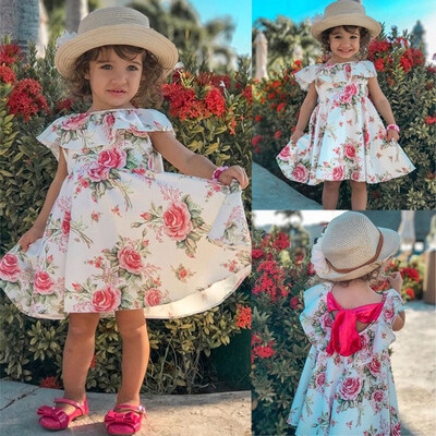 

Infant Kid Baby Girl Dress Floral Party Dress Sleeveless Solid Dress Clothes