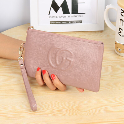 

2019 new first layer cowhide wallet female long zipper ultra-thin leather wallet Korean version of the wallet women