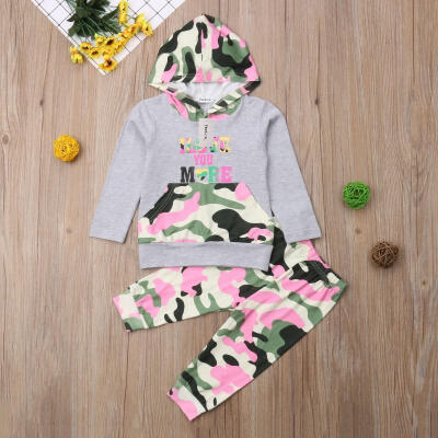 

Kids Toddler Baby Girl Hooded Tops Coat Pants Camouflage Outfits Clothes 1-6T