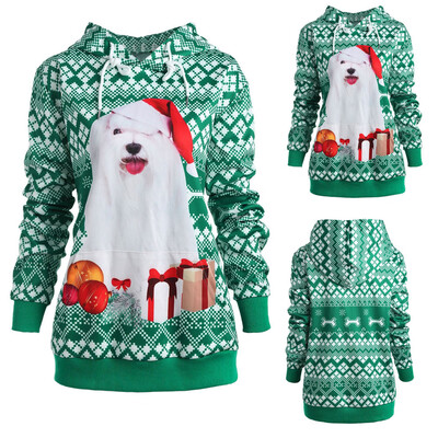 

Starmoon Lovers Plus Size Christmas Dog 3D Print Party Long Sleeves Top Sweatshirt