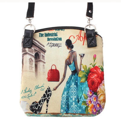 

Women Messenger Bags Vintage Canvas Printing Small Satchel Shoulder European Style Girls Handbag Lady Crossbody Bag