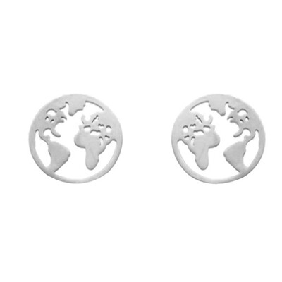 

1 Pair Fashion Creative Map Stainless Steel Stud Earring Travel Commemoration