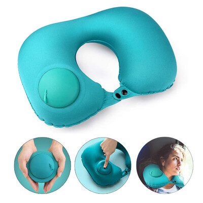 

Gobestart Air Cushion Self-inflating Button Travel Neck Pillow Inflatable Airplane Pillow