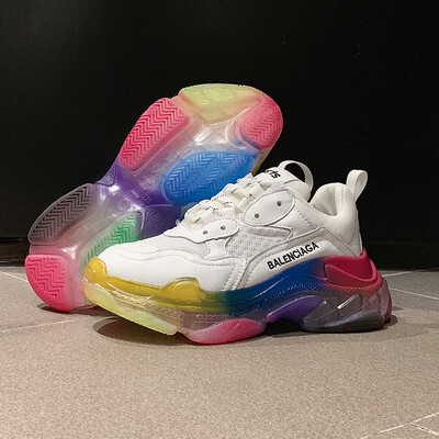 

Summer 2019 new net red super fire thick bottom South Korea ins tide shoes color matching transparent Crystal Rainbow Torre shoes