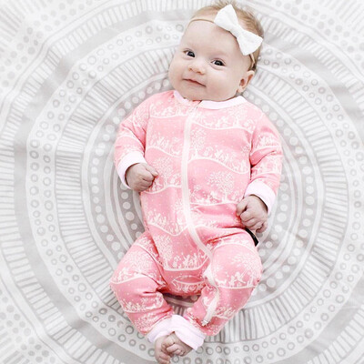 

Newborn Infant Baby Boys Girls Cartoon Print Zipper Romper Jumpsuit Outfits