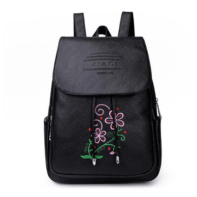 

Litchi Pattern Travel Backpacks Women School Bags PU Leather Large Knapsack
