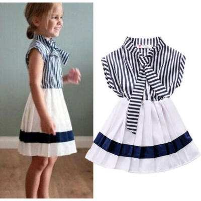 

Fashion Toddler Kids Girls Summer Striped Tunic Casual Dress Sundress Clothes