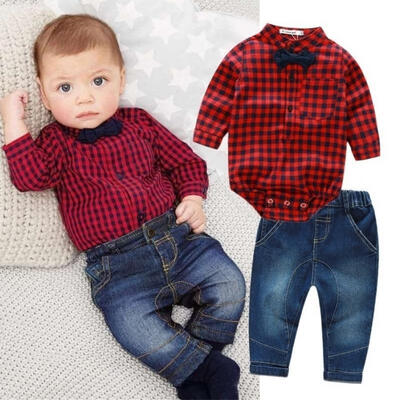 

2pcs Kids Baby Boy Romper Bodysuit Jumpsuit TopsJeans Pants Outfits Clothes Set