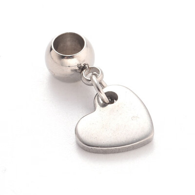 

Heart 304 Stainless Steel European Large Hole Dangle Beads Stainless Steel Color 20mm Hole 4mm