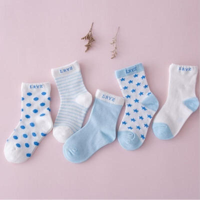 

5 Pairs Infant Baby Toddler NewBorn Kids Girl Cotton Striped Dot Socks Set 05Y