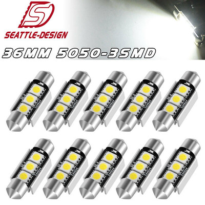 

10x CANBUS Super White 36mm 5050 LED Dome Map Interior Light Bulbs 6461 6418 C5W