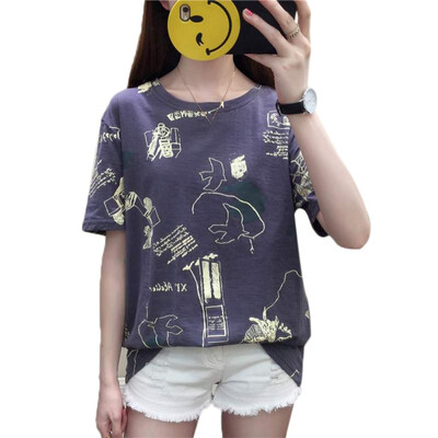 

T shirt Woman Spring Summer Girls Print Short Sleeve O Neck Cotton Women Top Slim Fit Soft Women Tshirt