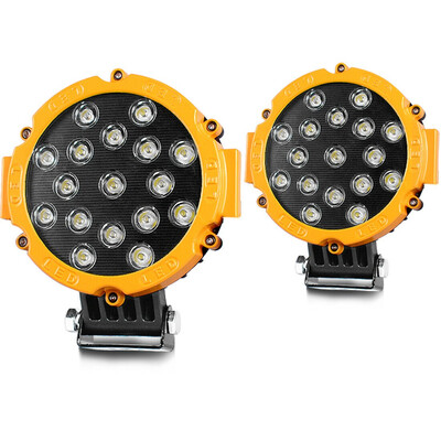 

51W LED Work Lights 7inch Spot Driving Off Road Lamp Round Pickup 4X4 UTE Yellow