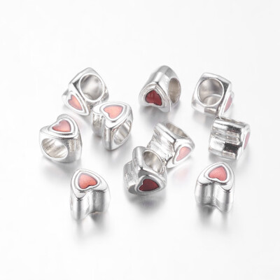 

Valentine Gifts Ideas for Her Alloy European Beads Lead Free&Cadmium Free & Nickel Free Heart Platinum about 9mm long