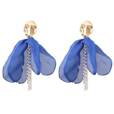 

Bohemia Trendy Yarn Flowers Drop Earrings For Women Wedding Party Jewelry Ethnic Statement Earrings Female 2019