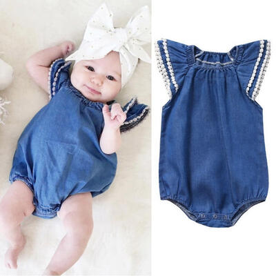 

US Newborn Kids Baby Girls Infant Clothes Denim Rompers Jumpsuit Sunsuit Outfits