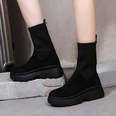 

Rose New Fashion Women Mixed Colors Platform Slip-On Round Toe Party Casual Boots