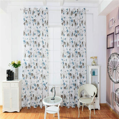

Floral Printed Sheer Voile Tulle Drapes Living Room Bedroom Windows Curtain