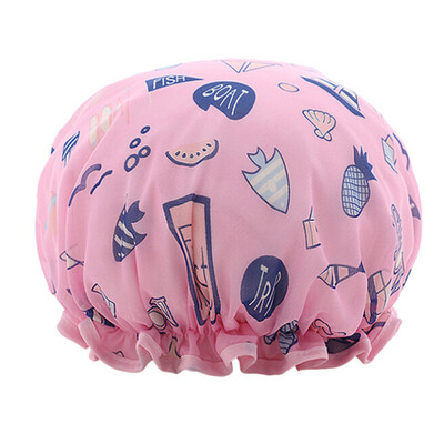 

〖Follure〗Printing Color Shampoo cap Double Layered Waterproof Shower Hat Bathing Cap