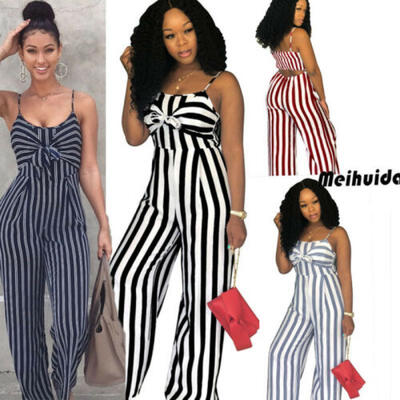 

US Ladies Clubwear Playsuit Bodysuit Party Jumpsuit Romper Chiffon Long Trousers