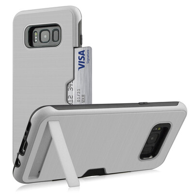 

Hybrid Bumper Case Samsung Galaxy S8 SM-G950FD Card Holder Stand Cover Samsung S8 SM-G950F G950FD Hybrid Armor Case