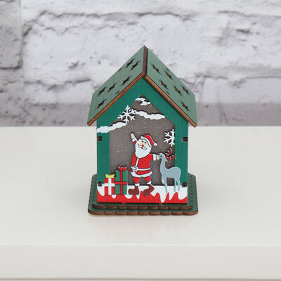 

New Christmas Colorful Small Wooden House With Lights Children Christmas Lighting House Ornament Xmas Tree Hanging Decoration j
