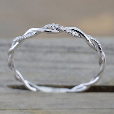 

Sterling Silver Twisted Shape Diamond Wedding Band Gold Ring engagement Ring