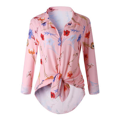 

Summer Sexy Casual Women Blouse Floral Print Boho Turn Down Collar Tops